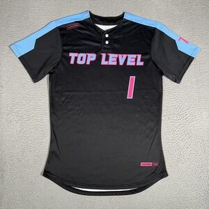 Legends Shirt Mens Small Black Performance Henley Button Jersey Baseball Stretch